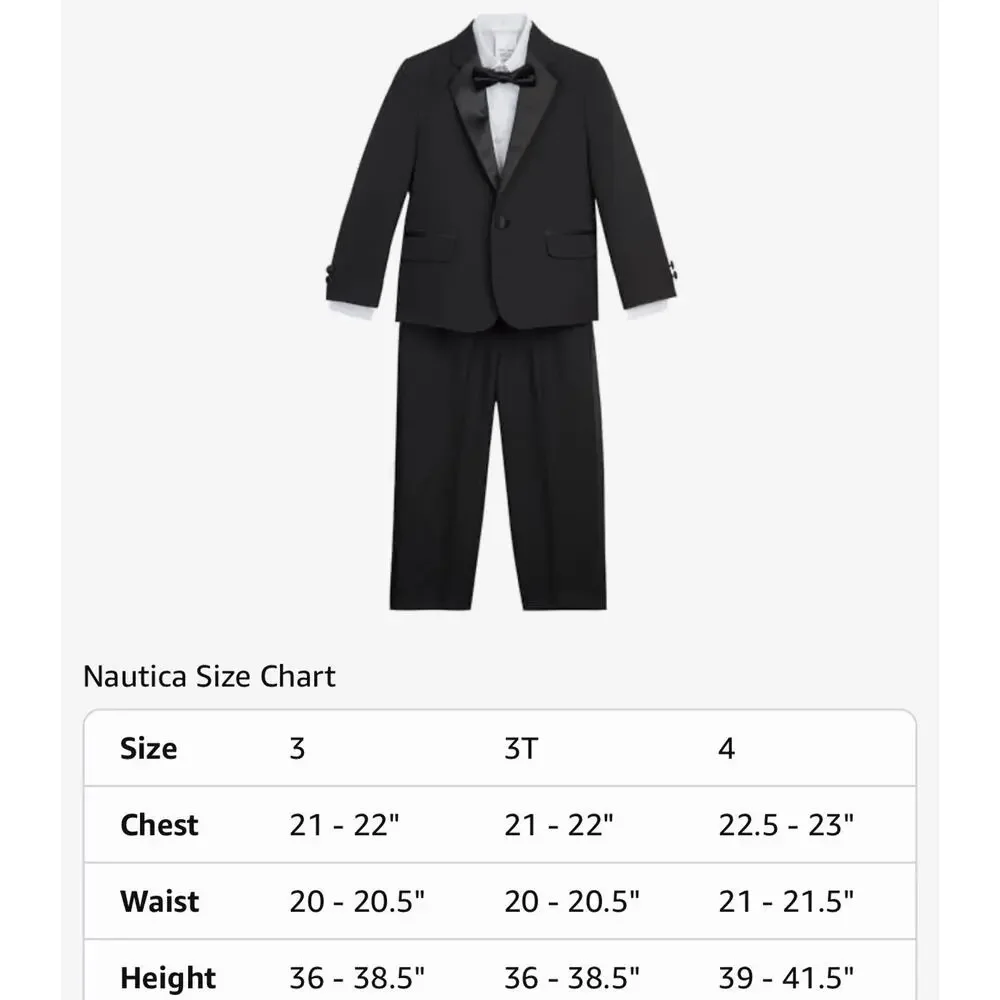 Nautica 4-piece Tuxedo Set with Dress Shirt, Bow Tie, Jacket, and Pants, 3T
